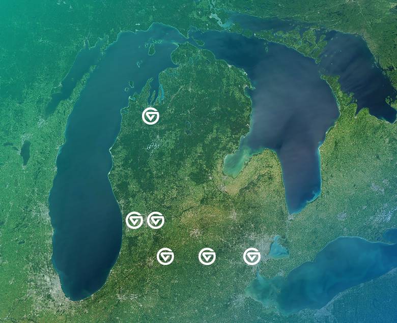 Map of Michigan with GVSU locations.